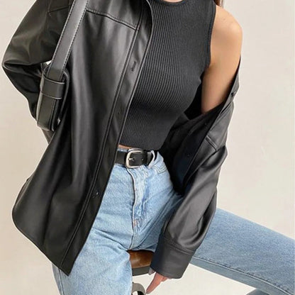 Vintage Lederjacke Herren Classic Knopfverschluss - IdealeKleiden