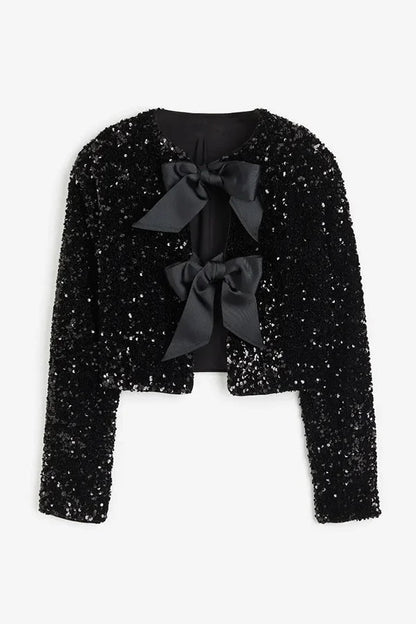 Festive sequin jacket bow tie