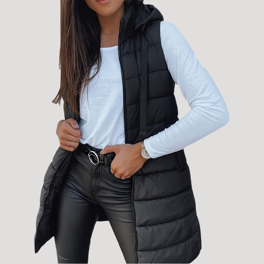 Women's Warm Quilted Vest Winter Hood
