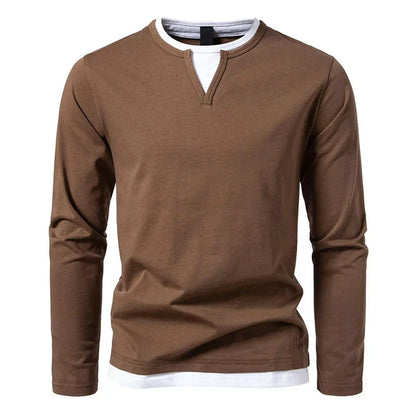 Men's Long-Sleeve Shirt Modern Henley Style