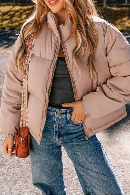 Pink women's jacket quilted vest puffer zipper