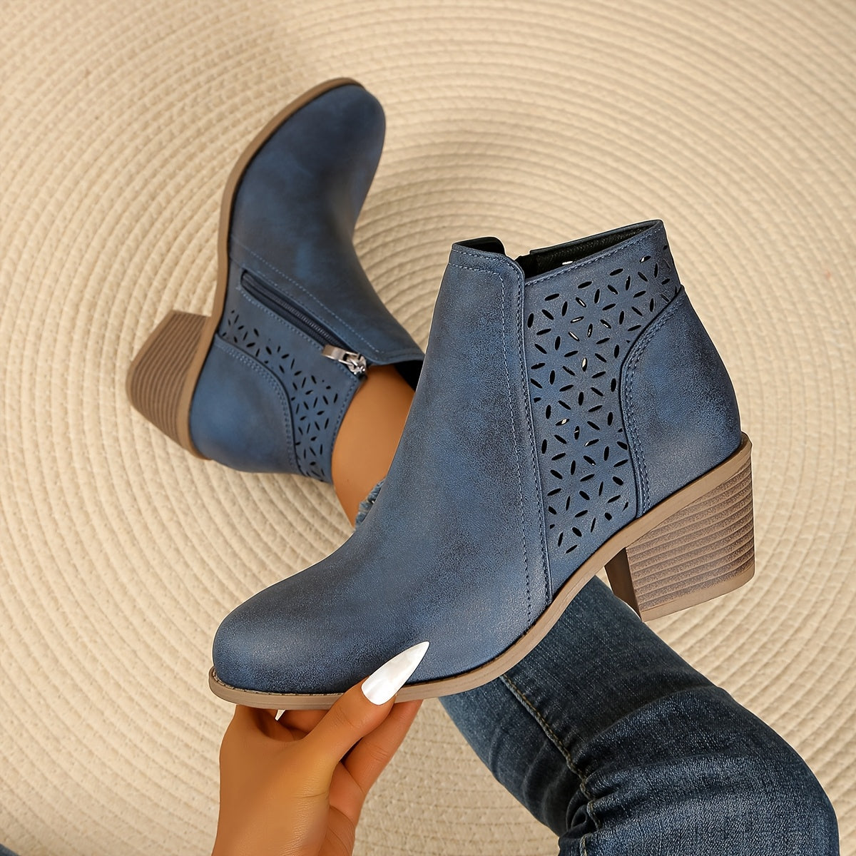 Women's Comfortable Ankle Boots with Zipper