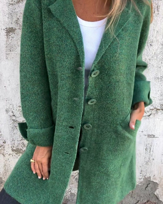 Langer Wintermantel Modern mit Revers - IdealeKleiden
