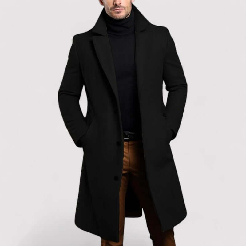 Herren Wintermantel Lang Warm Wollig - IdealeKleiden