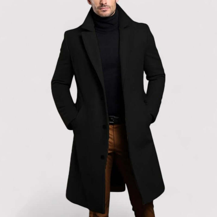 Herren Wintermantel Lang Warm Wollig - IdealeKleiden