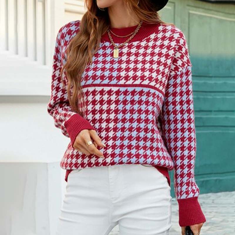 Fashionable knitted sweater Geometric Trendy