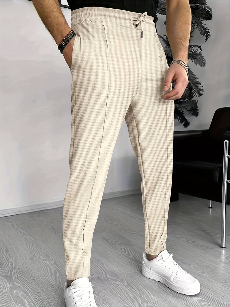 Men's Joggers Waffle Pattern Elastic Comfortable