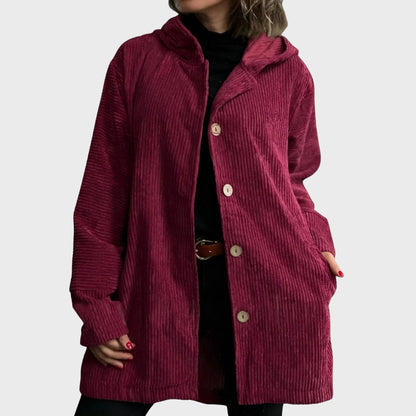 Corduroy Jacket Women Hooded Comfortable