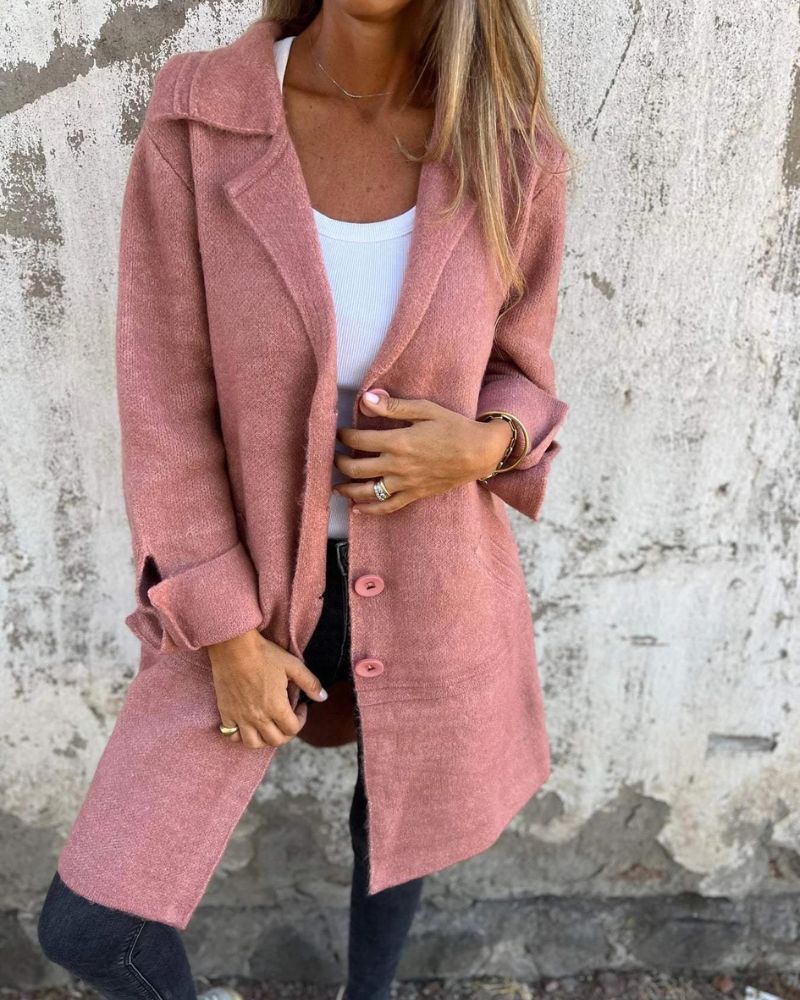 Long modern winter coat with lapels