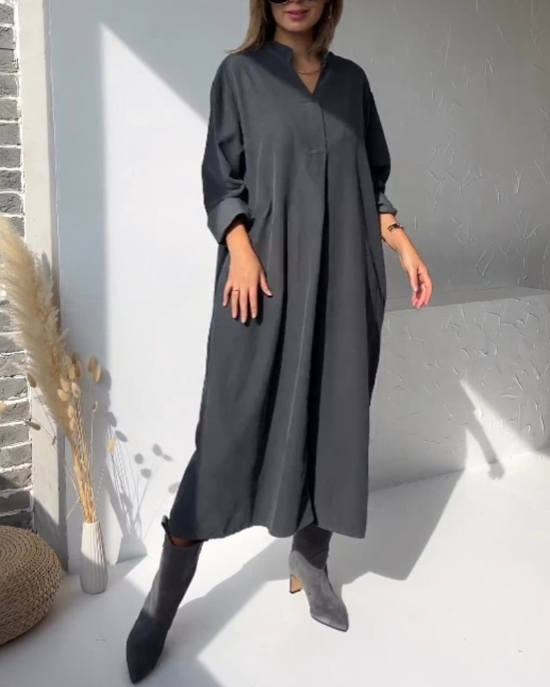 Stylish V-Neck Dress with Pockets