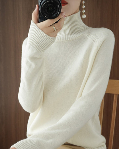 Elegant Solid Color Long-Sleeve Sweater