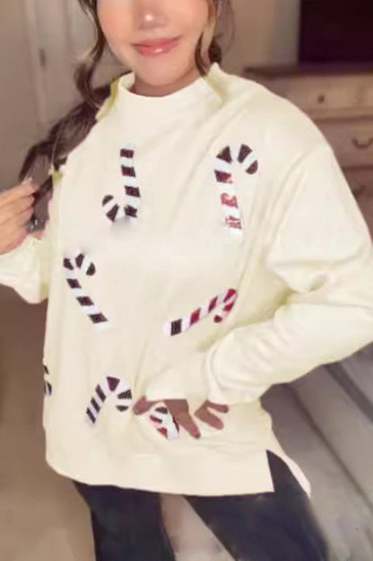 Christmas Sweatshirt Round Neck Glitter Effect