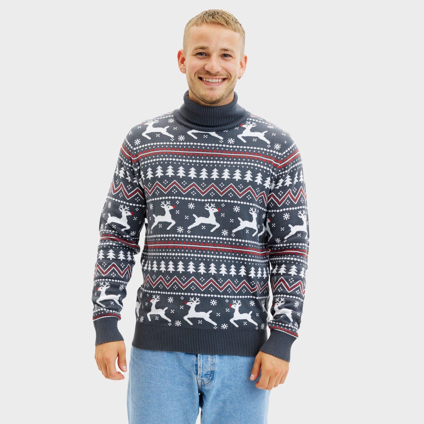 Weihnachts-Sweater Herren Stilvoll Highneck - IdealeKleiden