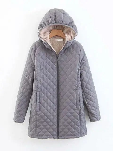 Women's Warm Quilted Jacket with Hood