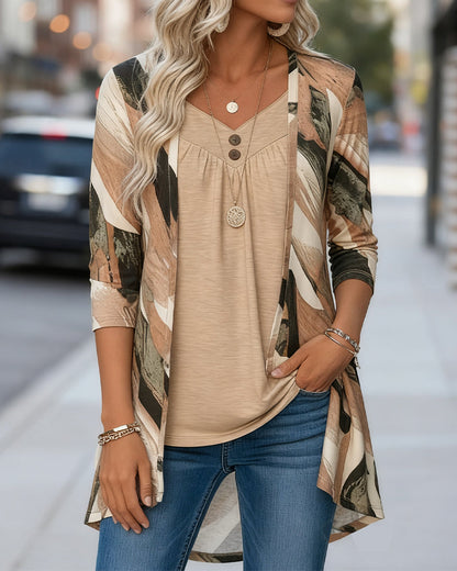 Stylische Bluse Patchwork Muster - IdealeKleiden