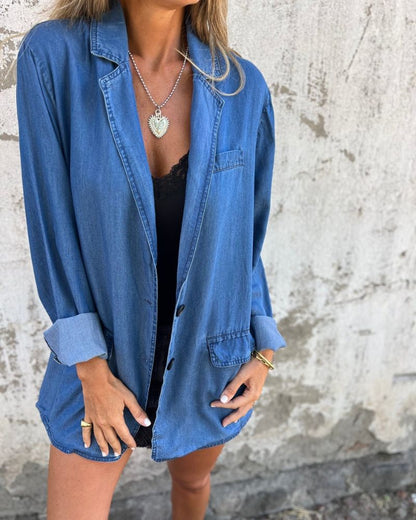 Fashionable Denim Blazer Relaxed Fit