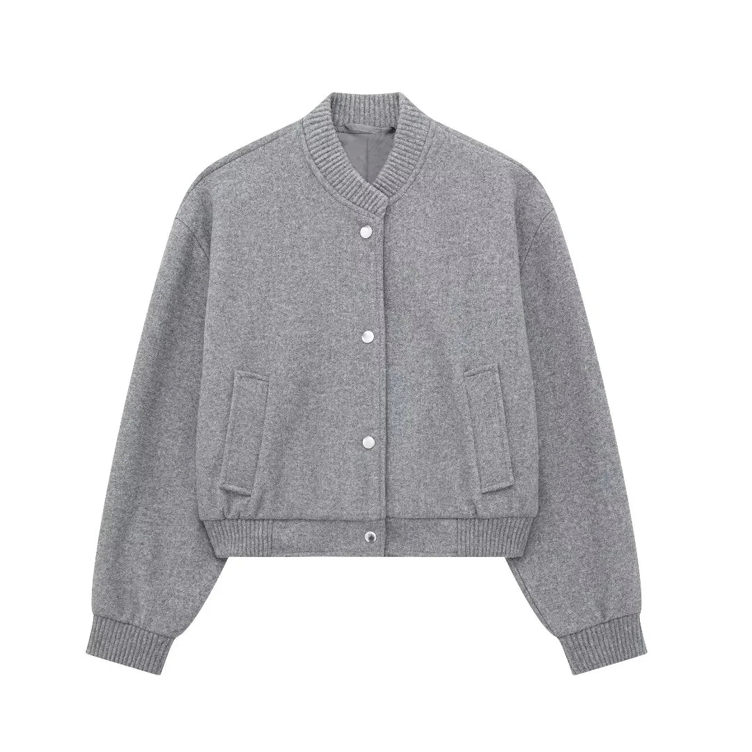 Stylish Women's Cropped Bomber Jacket Model