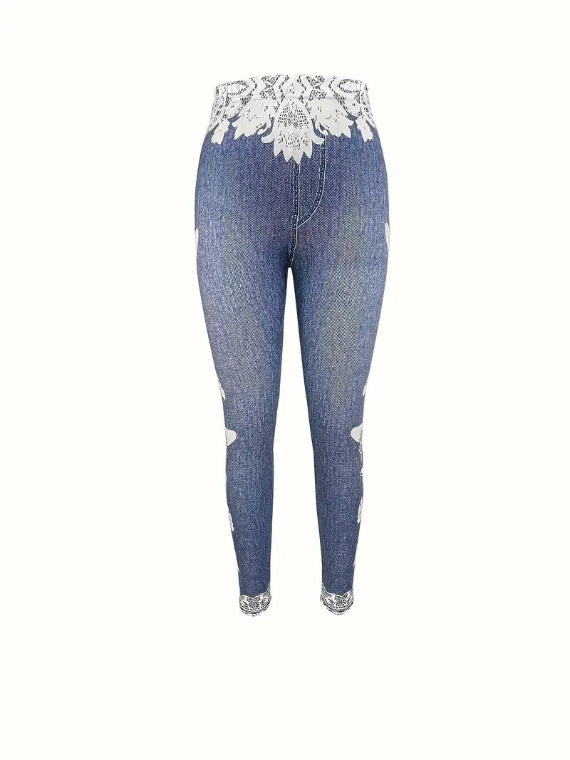 Slim Leggings Butterfly Pattern Women's