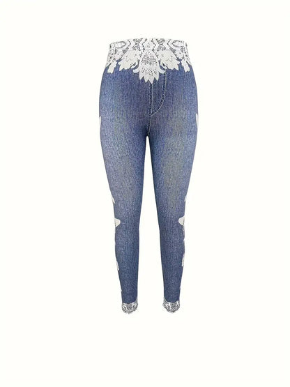Slim Leggings Butterfly Pattern Women's