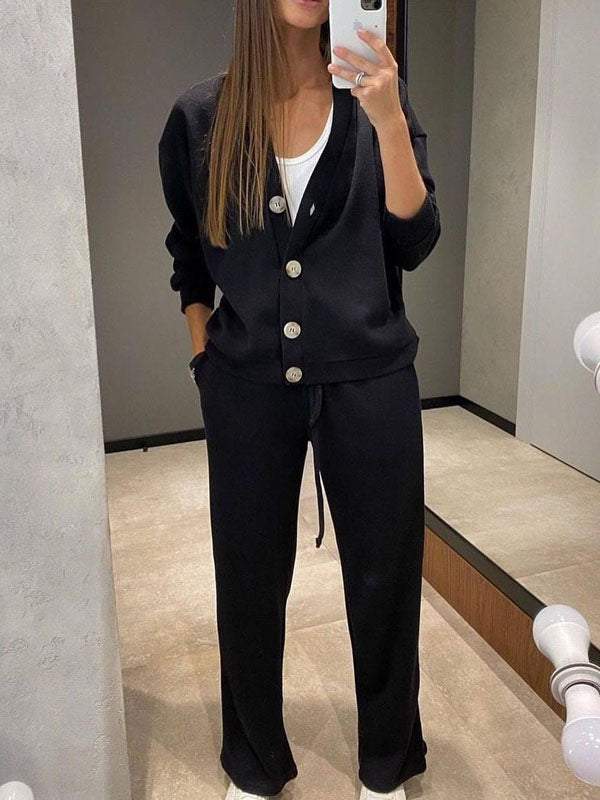 Women's Elegant V-Neck Cashmere Set