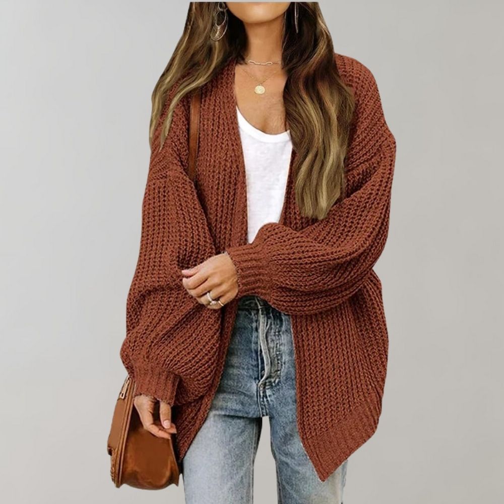 Fashionable Knit Cardigan Oversized Bishop Sleeves