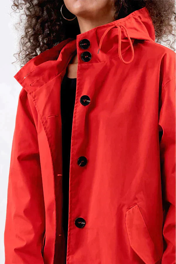 Women's Elegant Hooded Waterproof Raincoat