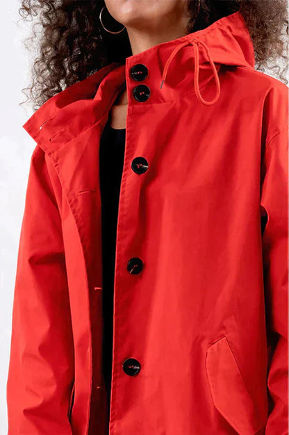 Women's Elegant Hooded Waterproof Raincoat