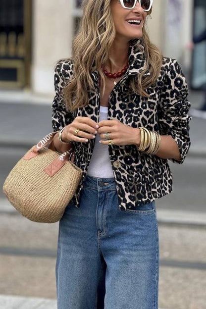 Stylish Leopard Jacket Short