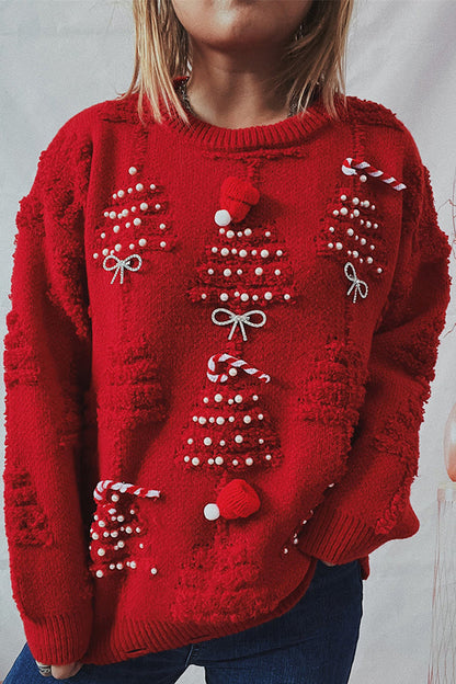 Christmas Sweater Festive Knitted Crew Neck Long Sleeve