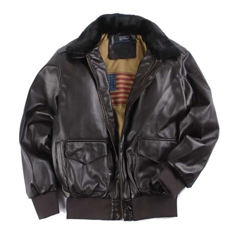 Herren Lederjacke Biker Style Taschen
