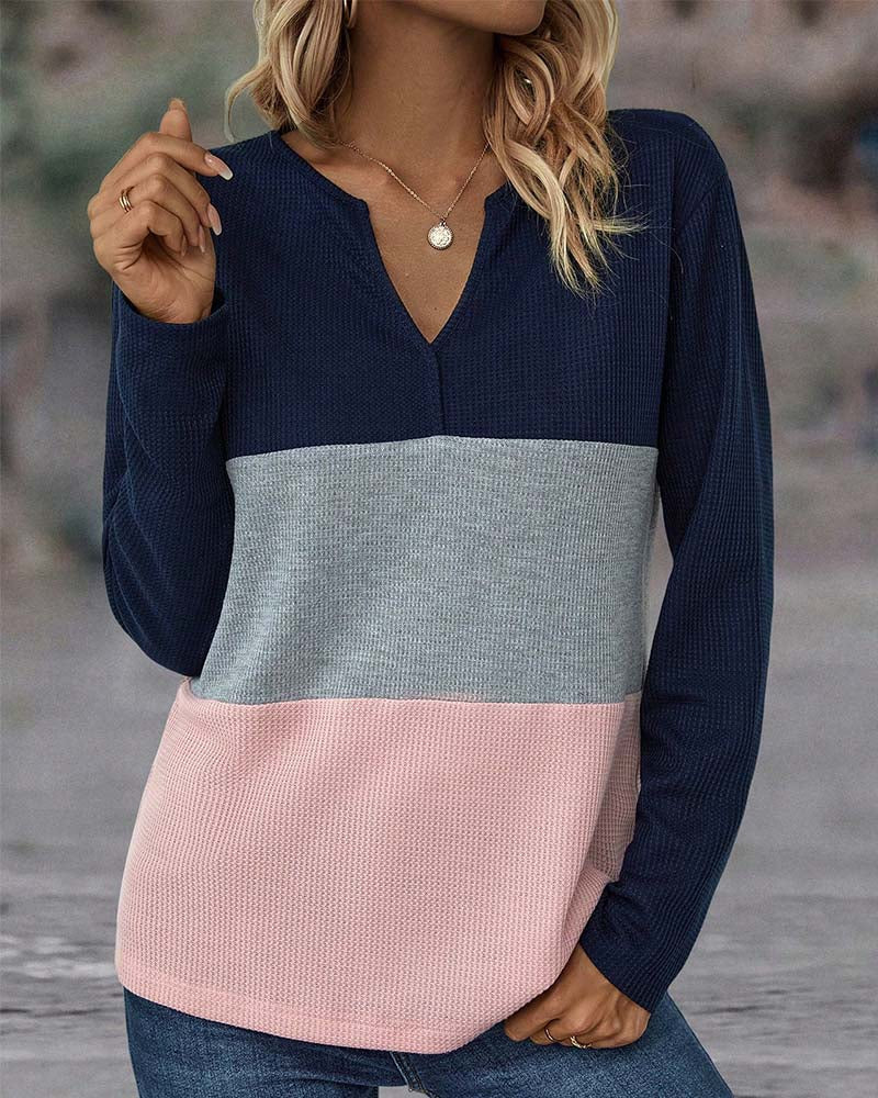 Women's Colorblock V-Neck Dress