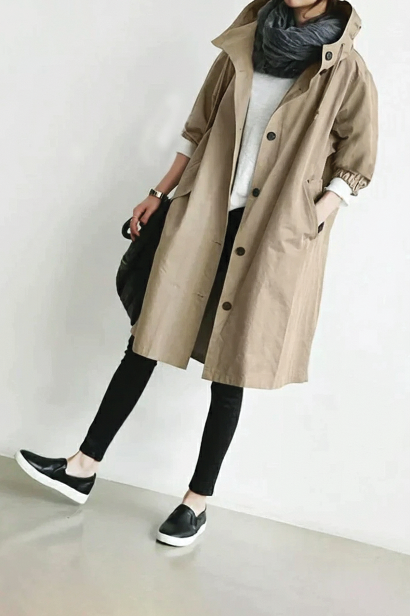 Stylish hooded trench coat