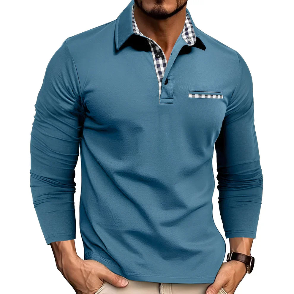 Men's Long-Sleeved Polo Shirt Casual Style