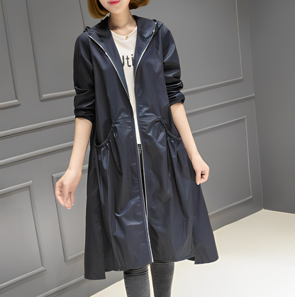 Stylish women's raincoat hood