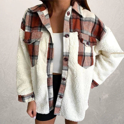 Women's Checked Winter Jacket with Hood