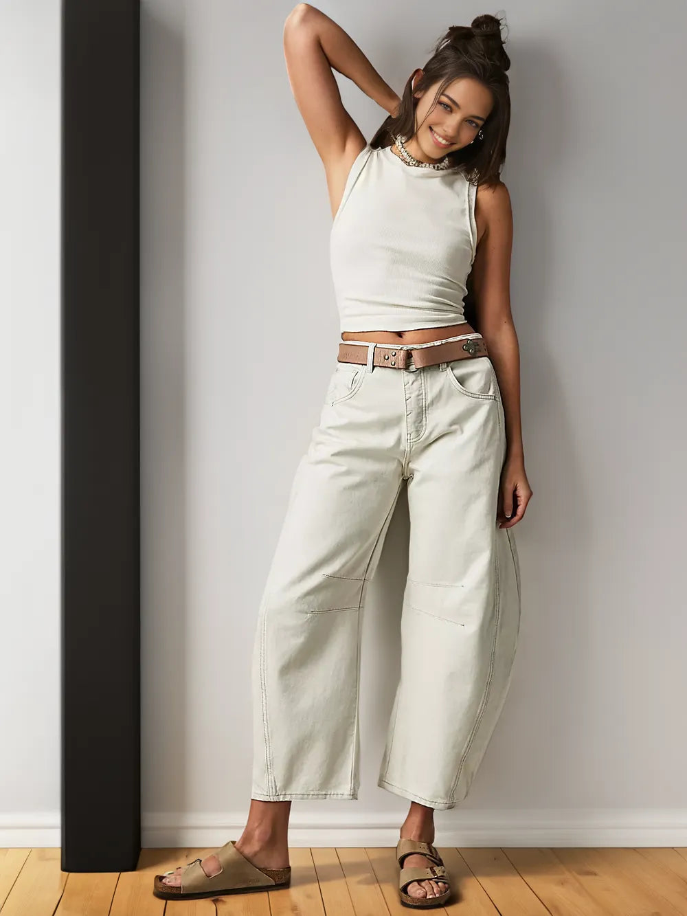 Women's Jeans Wide Comfortable Seam Details