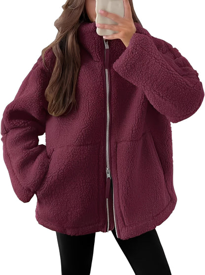 Stylish Women's Wool Jacket Zipper