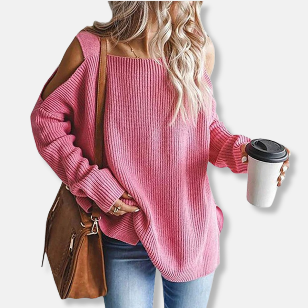 Cozy Sweatshirt Open Shoulder Loose Fit