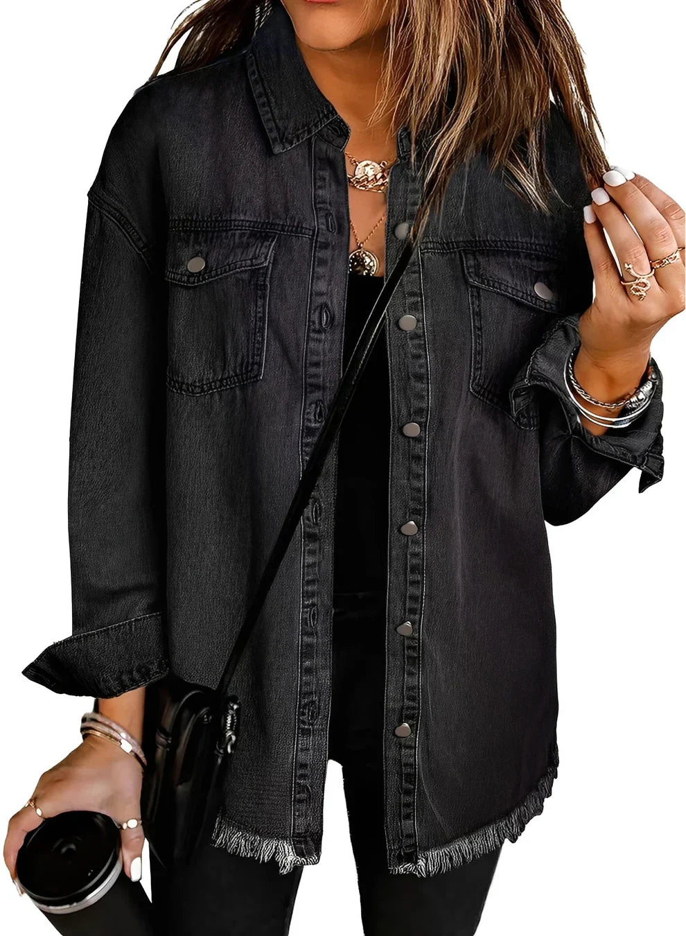 Women's Distressed Denim Jacket Vintage Style