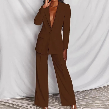 Elegant Women's Blazer Set Long Sleeve