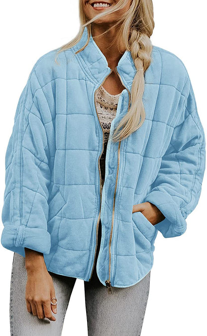 Women's Winter Plaid Jacket With Pockets
