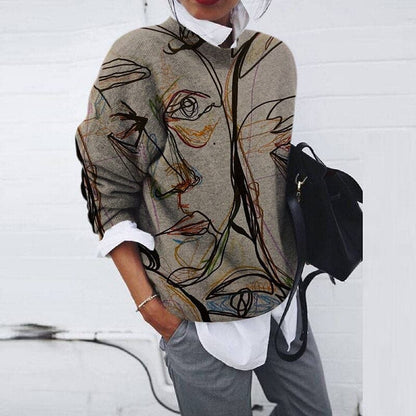 Comfortable Graphic Print Crew-Neck Sweatshirt