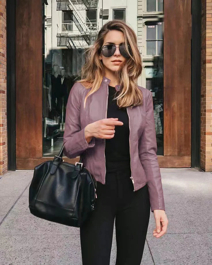 Stylish Women's Leather Jacket Model