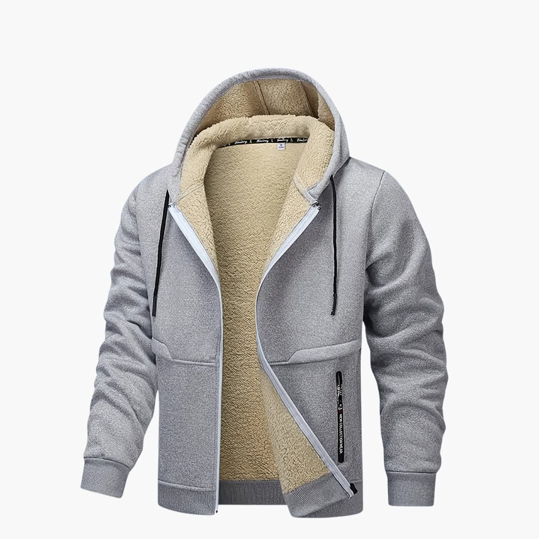 Cozy Men's Jacket Fleece Lined Hood Warm