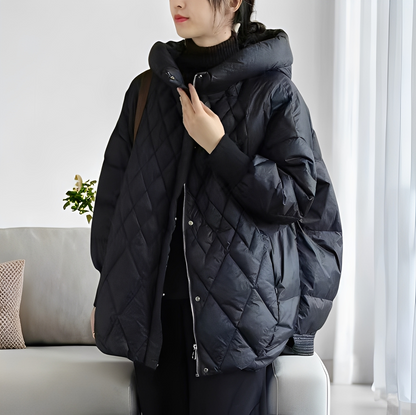 Women's warm winter coat with down filling and zipper
