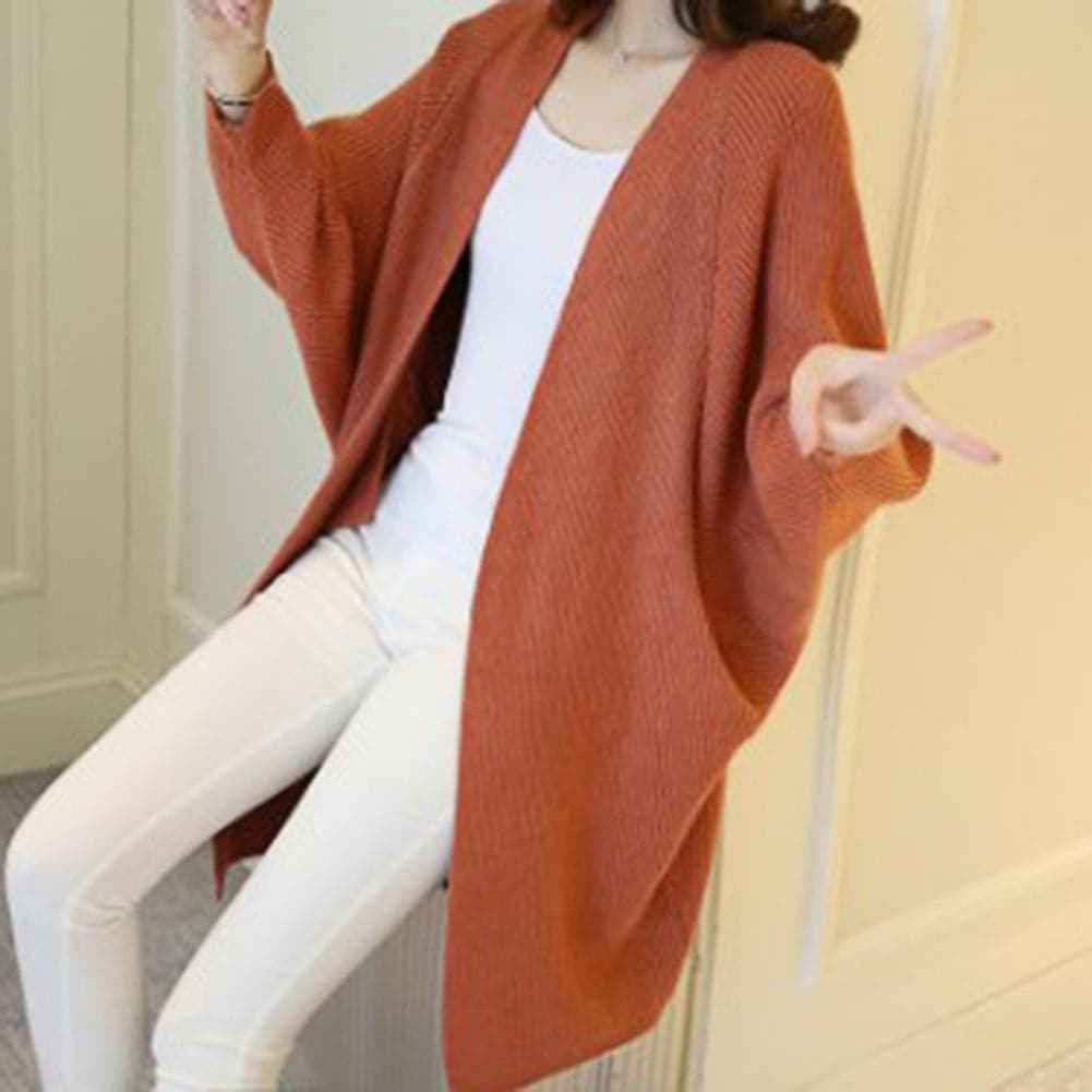 Long Cardigan Soft Knit Loose Fit Pockets
