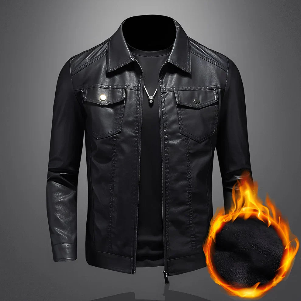 Elegant Leather Jacket Slim Fit Men's