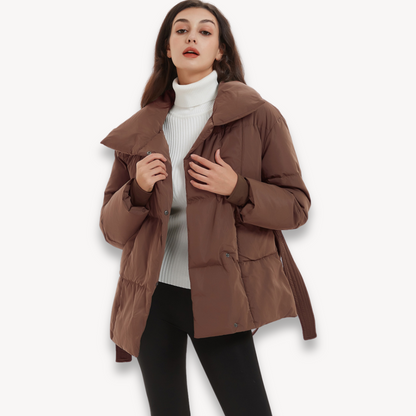 Stylish Women's Winter Jacket Belt Waistcoat