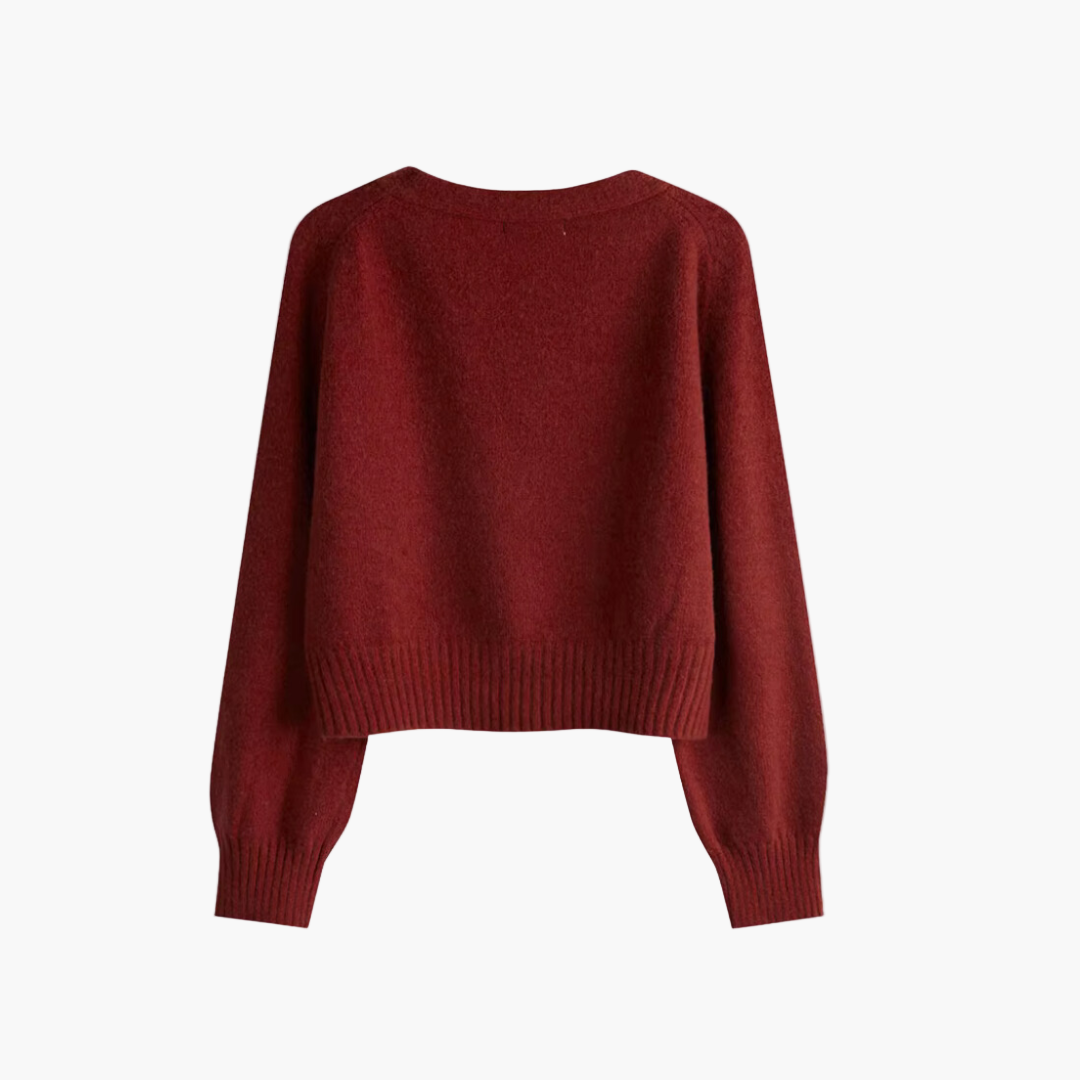 Stilvolle Strickjacke V-Ausschnitt Damen Cardigan Modern - IdealeKleiden
