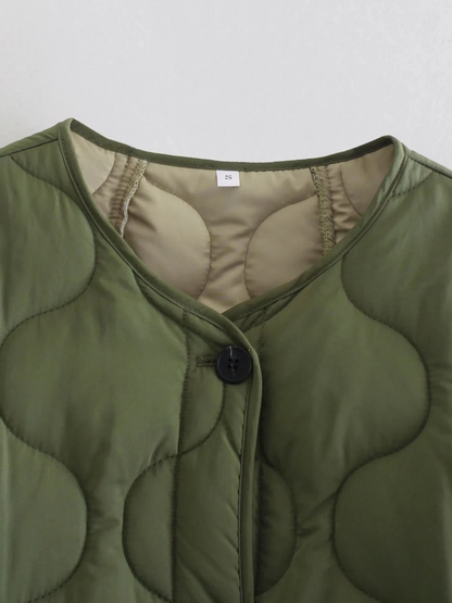 Oversized Steppjacke Olivgrün Winterstil - IdealeKleiden